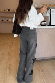 Jessy – Woman's Star Detail Wide-Leg Jeans
