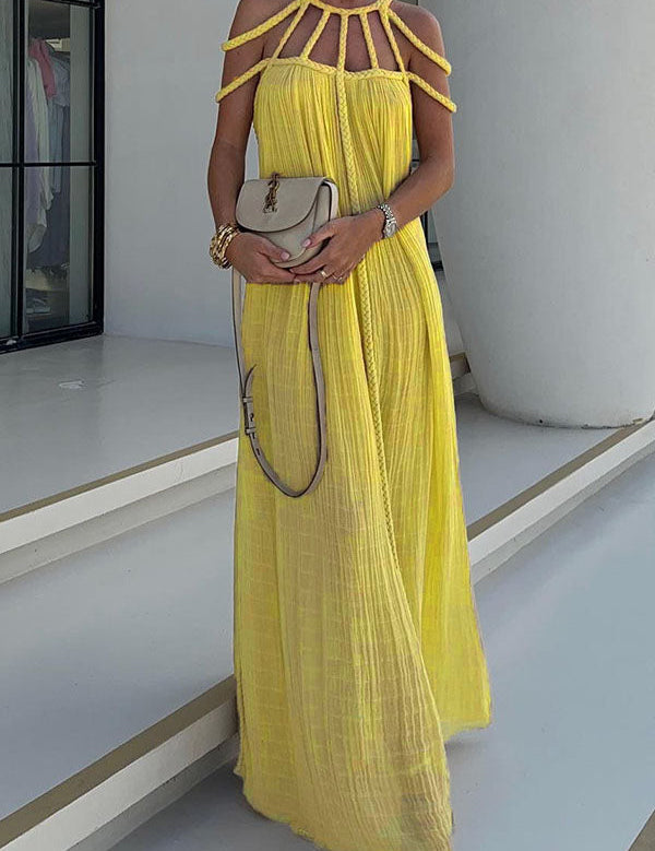 Zenvira – Handwoven Detail Column Maxi Dress