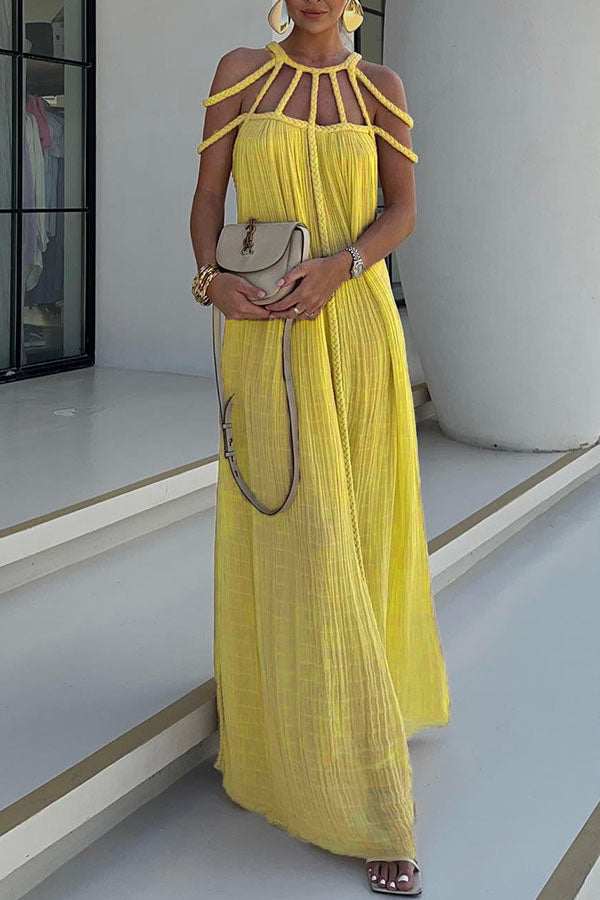 Zenvira – Handwoven Detail Column Maxi Dress