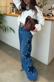 Jessy – Woman's Star Detail Wide-Leg Jeans