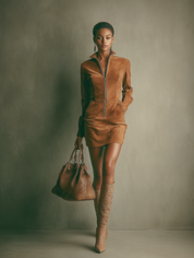 Calvera | Faux Suede Zip Mini Dress