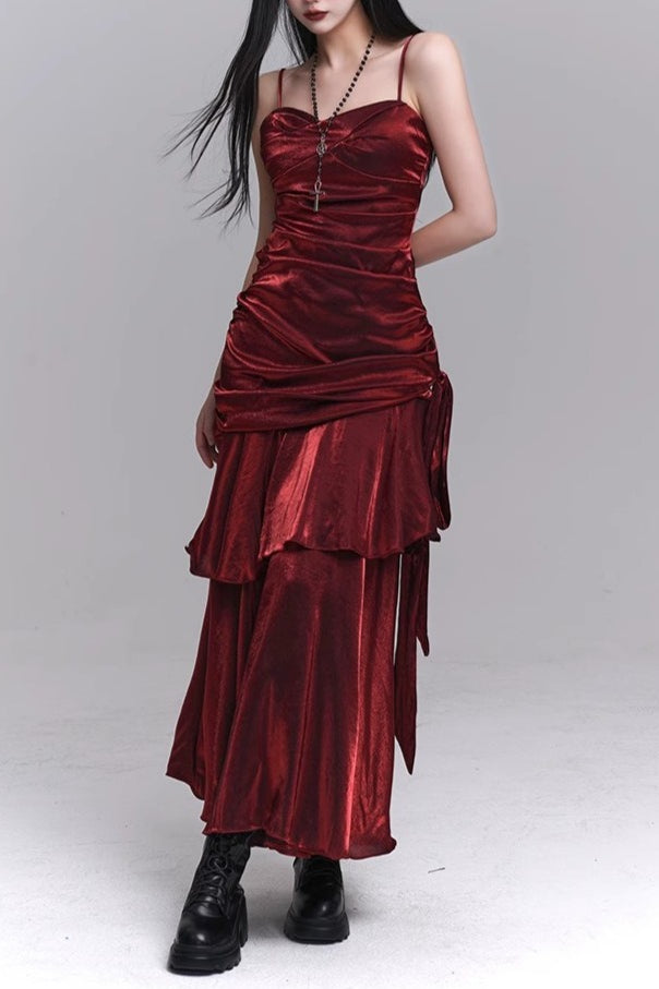 Arvella – Ruched Ruffle Cotton Maxi Dress