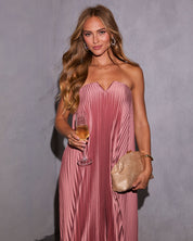 Citrina | Strapless Plissé High-Low Maxi Dress