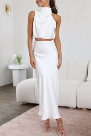 Aurelis – Satin High-Neck Party Maxi Dress
