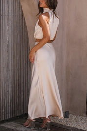 Aurelis – Satin High-Neck Party Maxi Dress