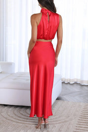 Aurelis – Satin High-Neck Party Maxi Dress
