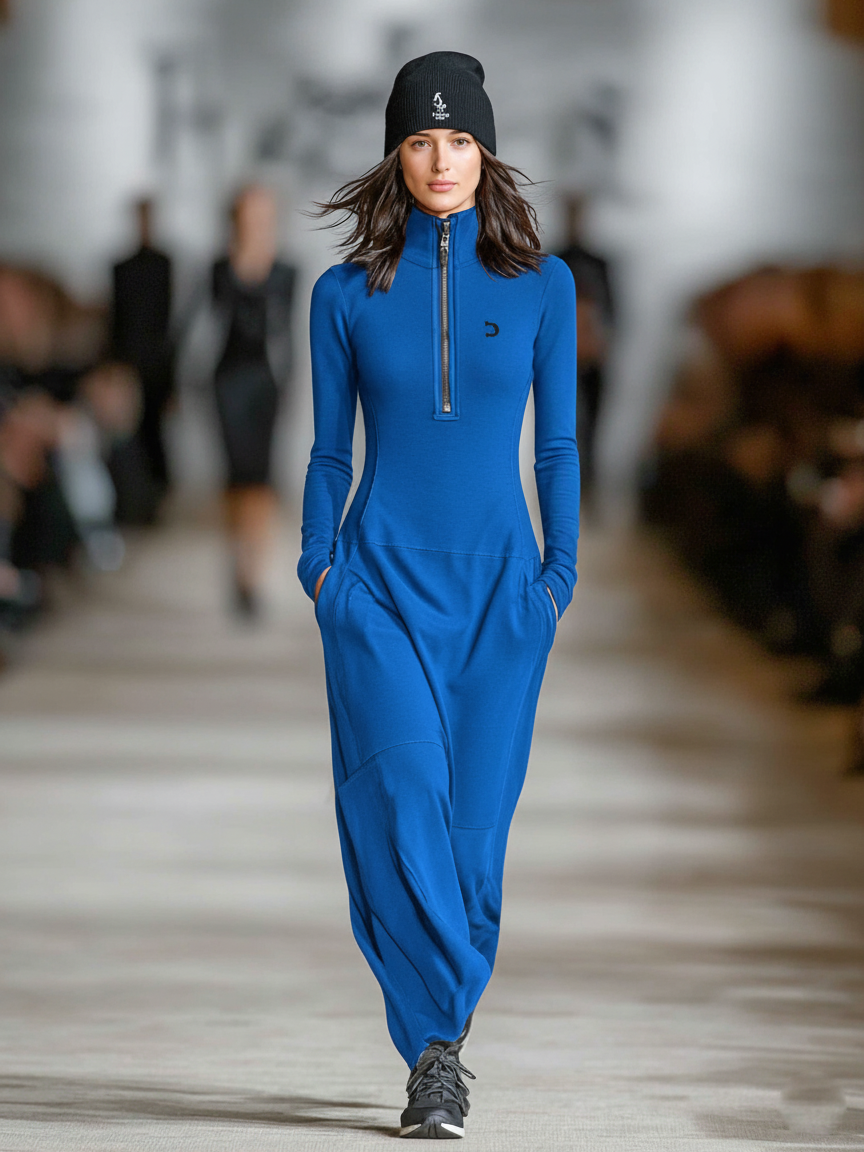Sportiva - Women’s Zip Collar Maxi Dress