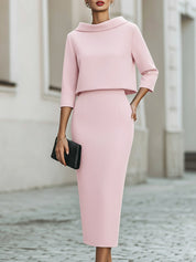 Valmere | Women’s Boat Neck Top & Midi Skirt Set