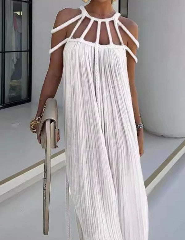 Zenvira – Handwoven Detail Column Maxi Dress