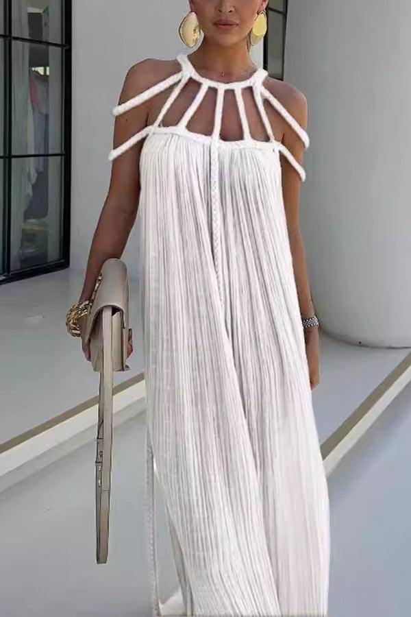 Zenvira – Handwoven Detail Column Maxi Dress