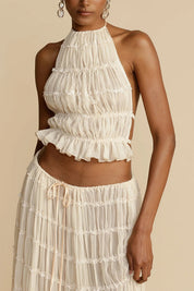 Amorelle – Women's Halter Lace Detail Top