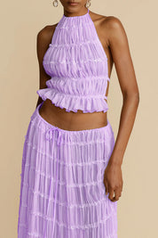 Amorelle – Women's Halter Lace Detail Top