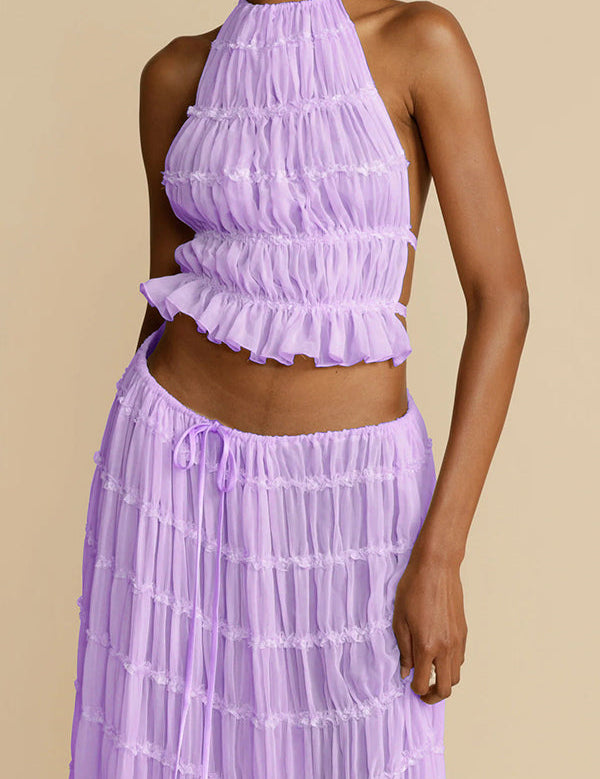Amorelle – Women's Halter Lace Detail Top