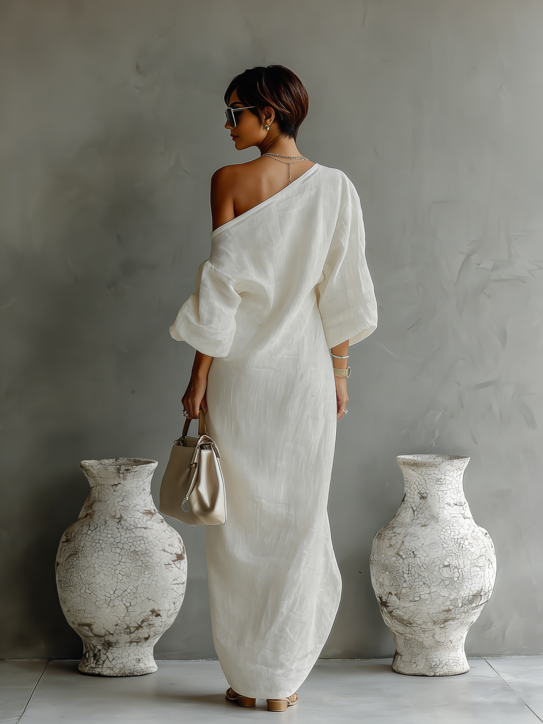 Aurelia | One-Shoulder Linen Blend Maxi Dress
