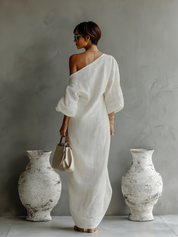 Aurelia | One-Shoulder Linen Blend Maxi Dress