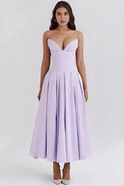 Laarni | Women’s Boned Bodice Full Skirt Midi Dress
