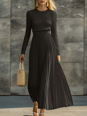 Serenna | Knit Bodice Pleated Maxi Dress