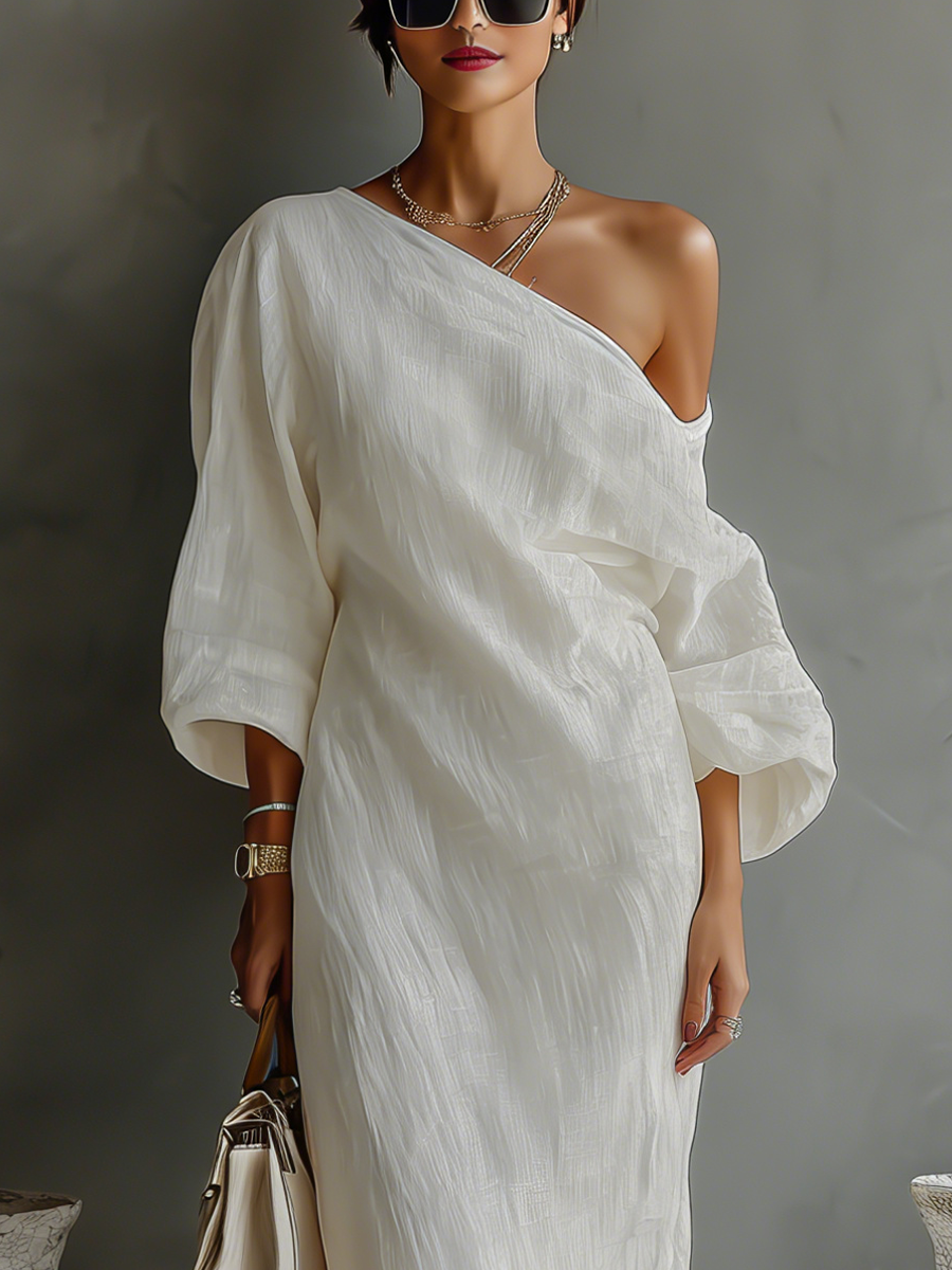 Aurelia | One-Shoulder Linen Blend Maxi Dress