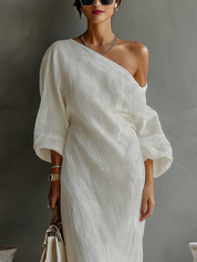 Aurelia | One-Shoulder Linen Blend Maxi Dress