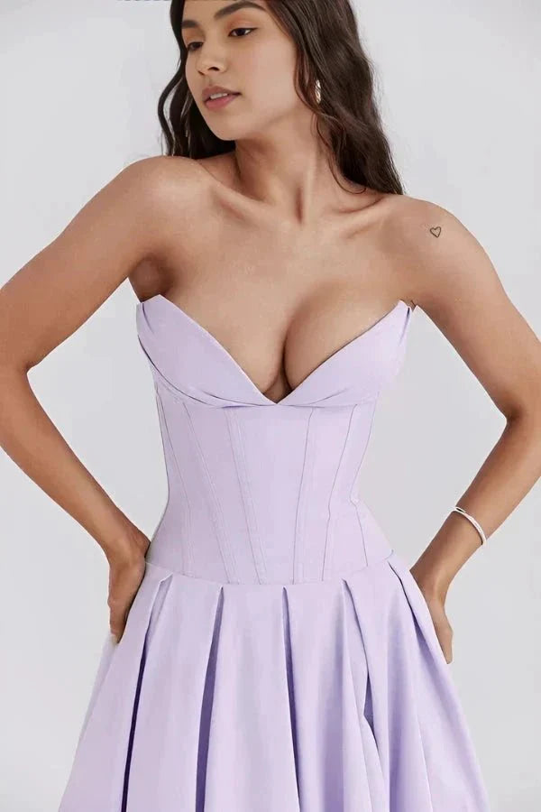 Laarni | Women’s Boned Bodice Full Skirt Midi Dress