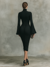 Noireva - Women’s Ruched Bodycon Knit Midi Dress