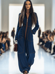 Rosvera | Vintage Red Denim Jumpsuit