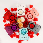 Kouvr | Preserved Rose Bear Gift Box for Her with Hidden Necklace