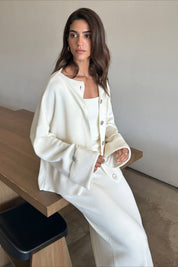 Lunéa – Three-Piece Knit Cardigan, Vest & Skirt Set