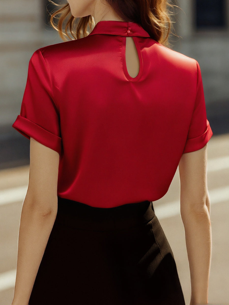 Celestine | Women’s Satin Keyhole Blouse