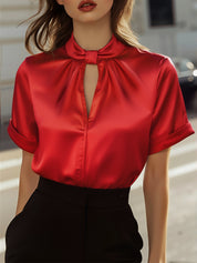 Celestine | Women’s Satin Keyhole Blouse