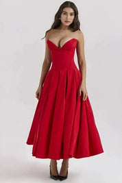 Laarni | Women’s Boned Bodice Full Skirt Midi Dress