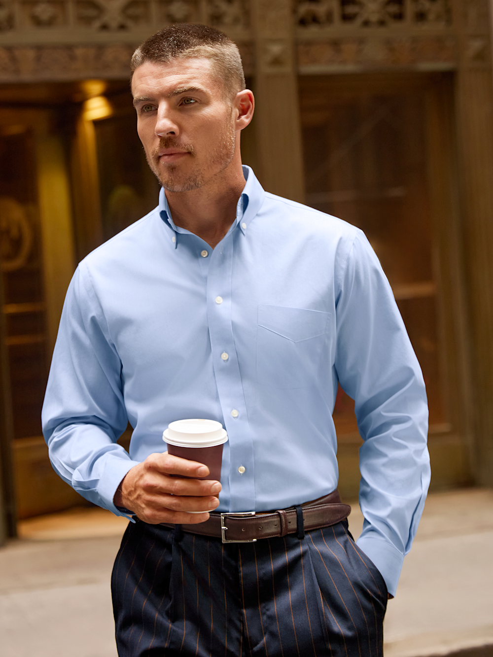 Arden | Men’s Non-Iron Blue Cotton Dress Shirt