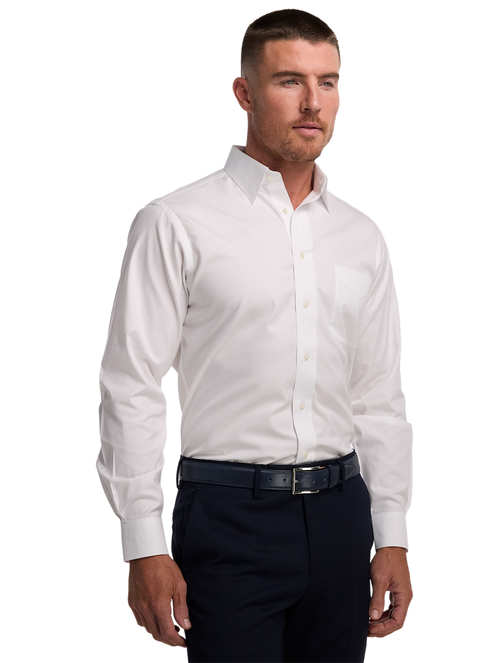 Calder | Men’s Non-Iron White Point Collar Dress Shirt