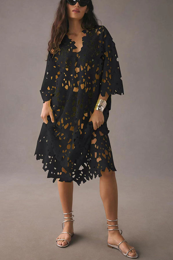 Liora – Eyelet Lace Midi Dress