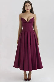 Laarni | Women’s Boned Bodice Full Skirt Midi Dress