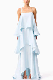 Soléa – Women's Satin Tiered Maxi Dress