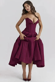 Laarni | Women’s Boned Bodice Full Skirt Midi Dress