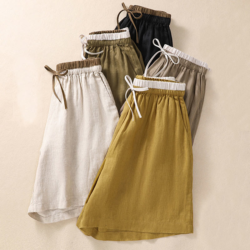Serelina | Women’s Cotton Linen Drawstring Shorts
