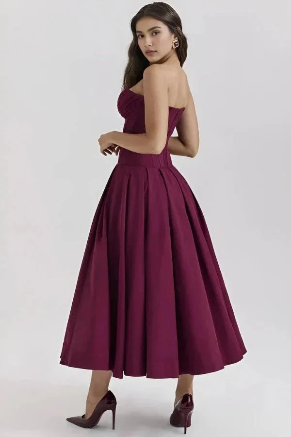 Laarni | Women’s Boned Bodice Full Skirt Midi Dress