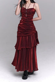 Arvella – Ruched Ruffle Cotton Maxi Dress