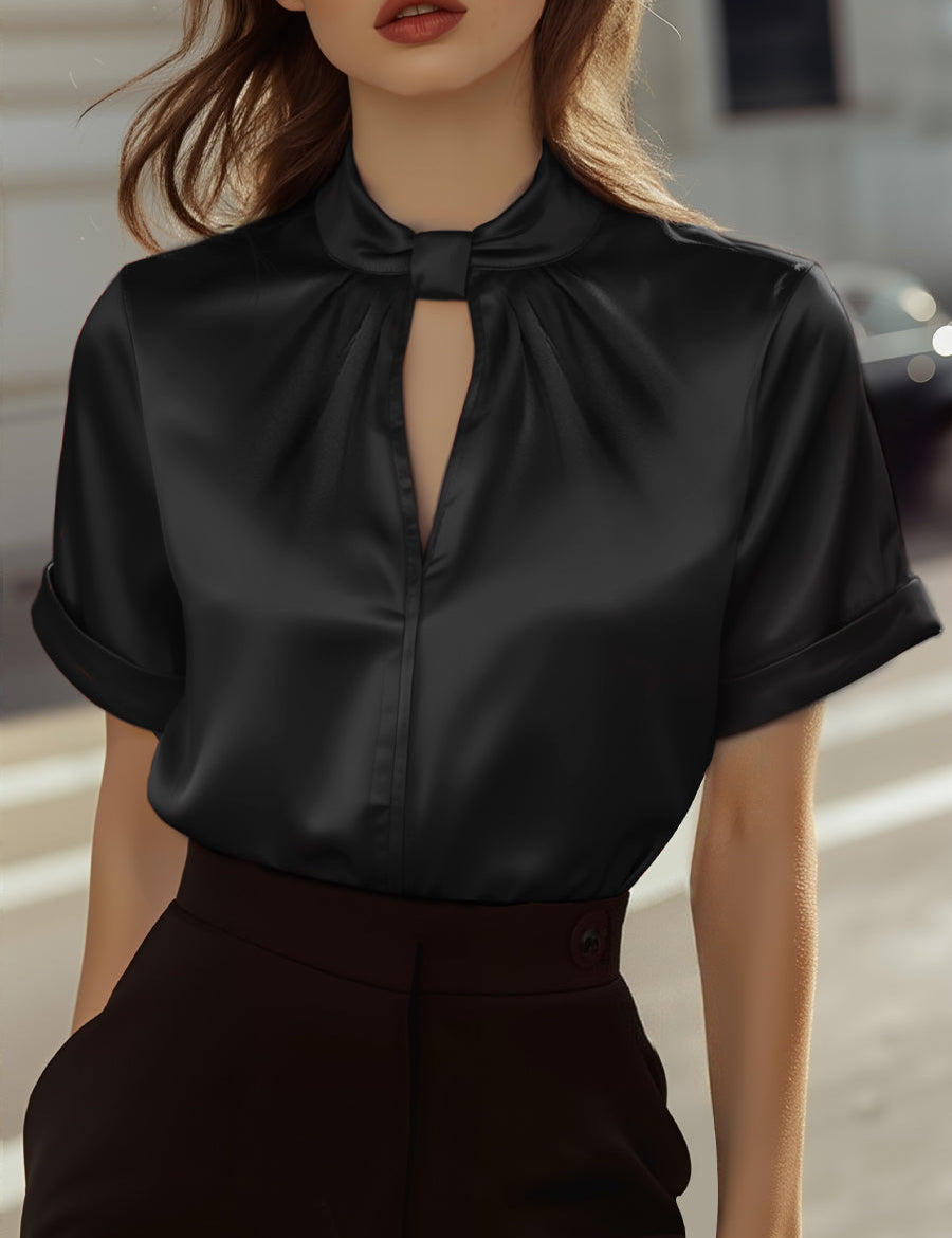 Celestine | Women’s Satin Keyhole Blouse