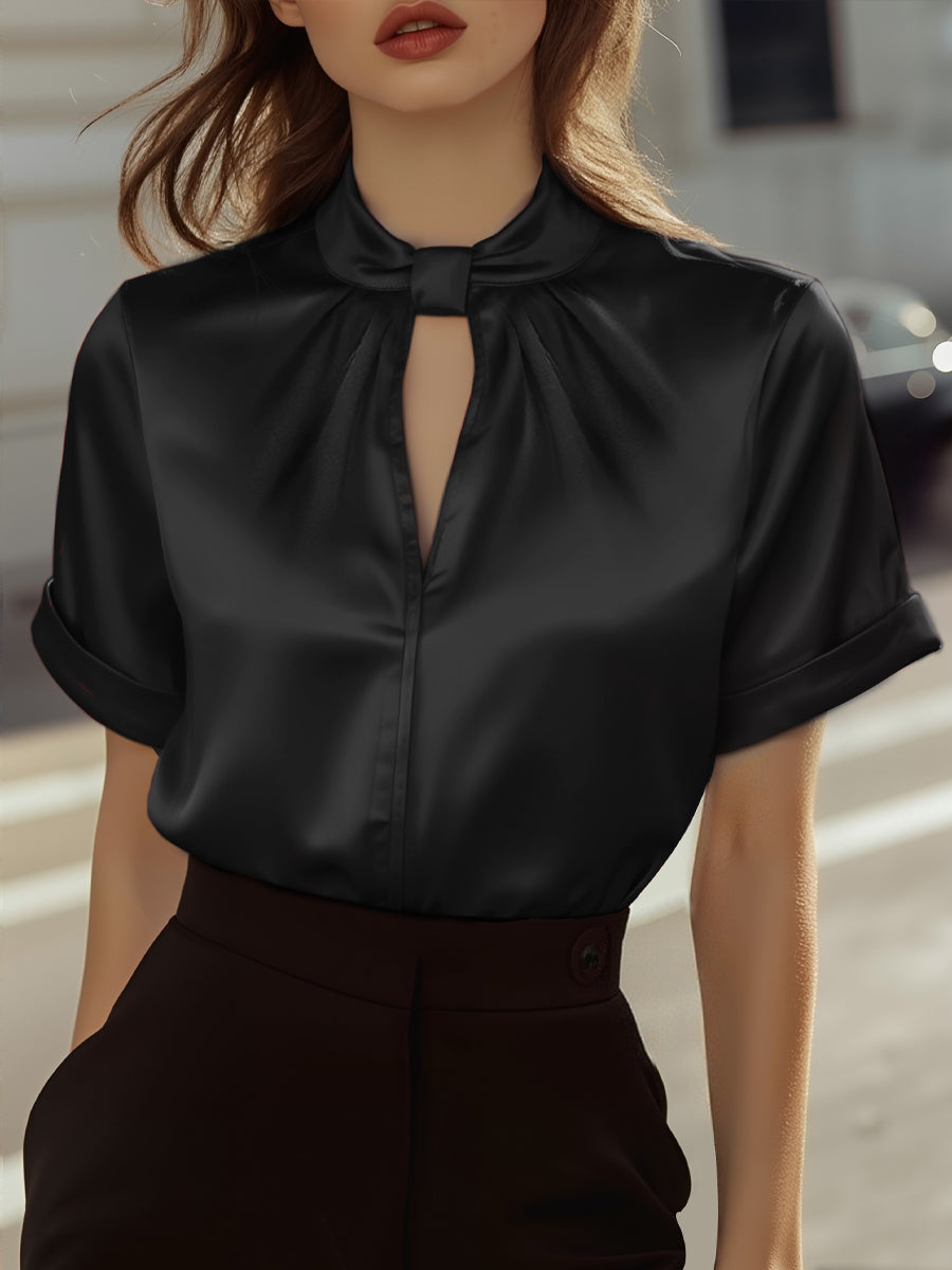 Celestine | Women’s Satin Keyhole Blouse