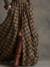 Bravira | Plaid Belted Lapel Maxi Dress