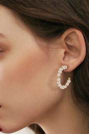 Adira | Women’s Gold Pearl Beaded Hoop Earrings