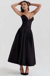 Laarni | Women’s Boned Bodice Full Skirt Midi Dress