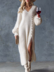 Lunaria | Faux Rabbit Fur Knit Midi Dress