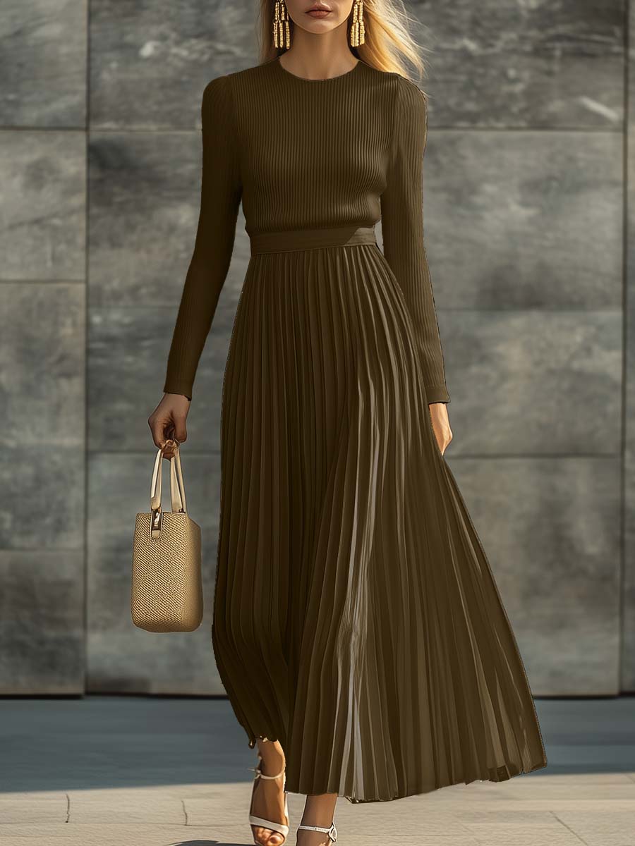 Serenna | Knit Bodice Pleated Maxi Dress