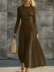 Serenna | Knit Bodice Pleated Maxi Dress