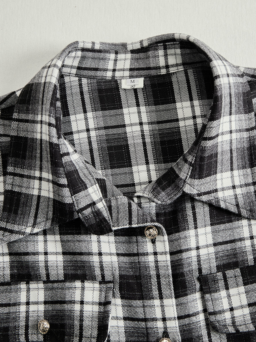 Bravira | Plaid Belted Lapel Maxi Dress