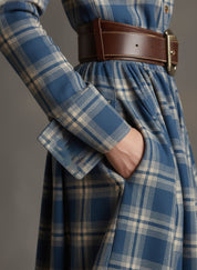 Bravira | Plaid Belted Lapel Maxi Dress